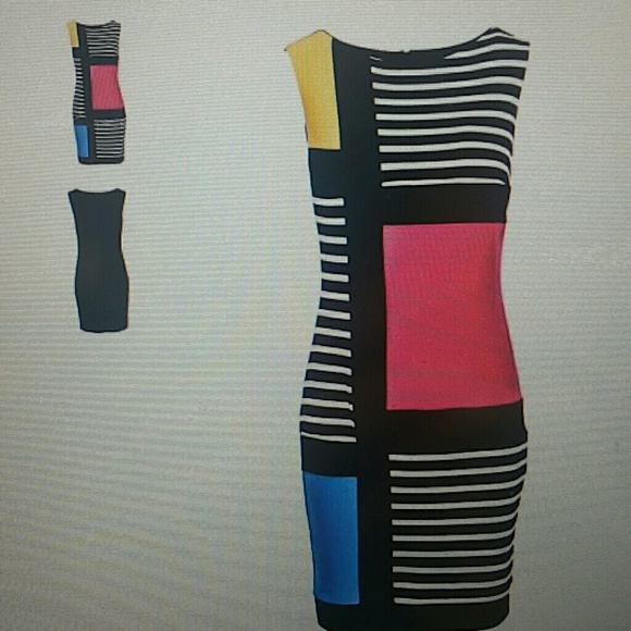 Joseph Ribkoff Multi Block print dress -161915 - Picture 6 of 8